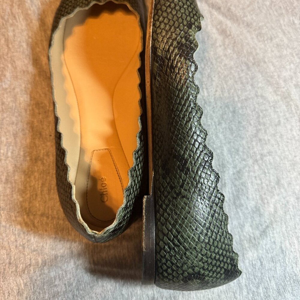 Chloe Green/Glack Python Embossed Leather Lauren … - image 3